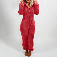 Women'S Plush Thick Plush Plush Jumpsuit Hooded Pajamas Parent-Child Wear