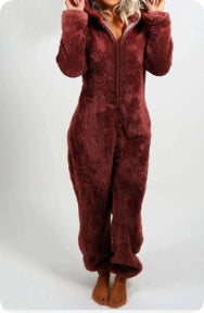 Women'S Plush Thick Plush Plush Jumpsuit Hooded Pajamas Parent-Child Wear