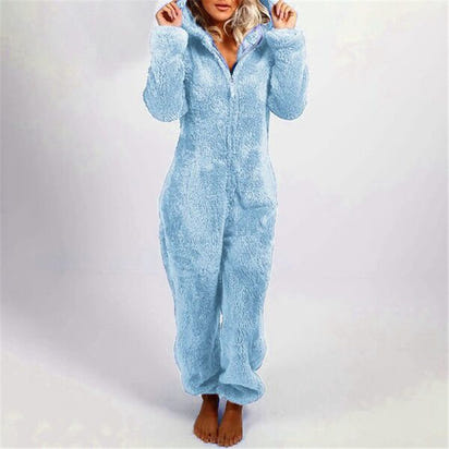 Women'S Plush Thick Plush Plush Jumpsuit Hooded Pajamas Parent-Child Wear